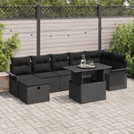 Casa si Gradina - Gradina si terasa - Mobilier exterior - Canapele si fotolii gradina - Set Canapea Gradina 8 Piese cu Perne Negru Poliratan - Infinity.ro