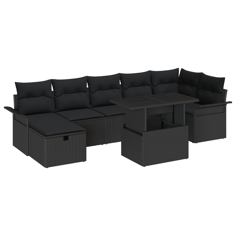 Casa si Gradina - Gradina si terasa - Mobilier exterior - Canapele si fotolii gradina - Set Canapea Gradina 8 Piese cu Perne Negru Poliratan - Infinity.ro
