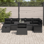 Casa si Gradina - Gradina si terasa - Mobilier exterior - Canapele si fotolii gradina - Set Canapea Gradina 8 Piese cu Perne Negru Poliratan - Infinity.ro