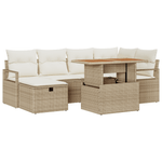 Casa si Gradina - Gradina si terasa - Mobilier exterior - Canapele si fotolii gradina - Set canapea gradina 7 piese cu perne poliratan bej - Infinity.ro