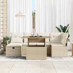 Casa si Gradina - Gradina si terasa - Mobilier exterior - Canapele si fotolii gradina - Set canapea gradina 7 piese cu perne poliratan bej - Infinity.ro