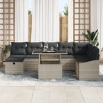 Casa si Gradina - Gradina si terasa - Mobilier exterior - Canapele si fotolii gradina - Set de 9 Piese Canapea pentru Gradina cu Perne Gri Ratan Sintetic - Infinity.ro
