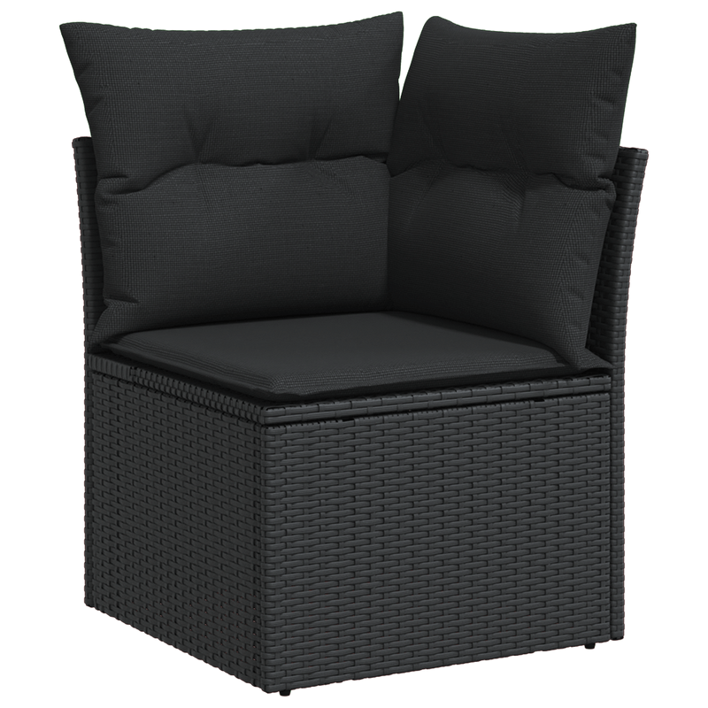 Casa si Gradina - Gradina si terasa - Mobilier exterior - Canapele si fotolii gradina - Set de 9 Piese pentru Gradina  cu Pernute Negru din Ratan Poliester si Acacia - Infinity.ro