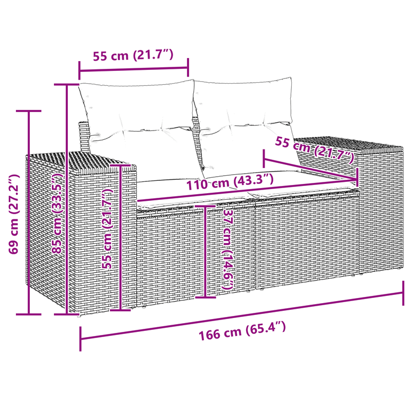 Casa si Gradina - Gradina si terasa - Mobilier exterior - Canapele si fotolii gradina - Set de 9 Piese pentru Gradina  cu Pernute Negru din Ratan Poliester si Acacia - Infinity.ro
