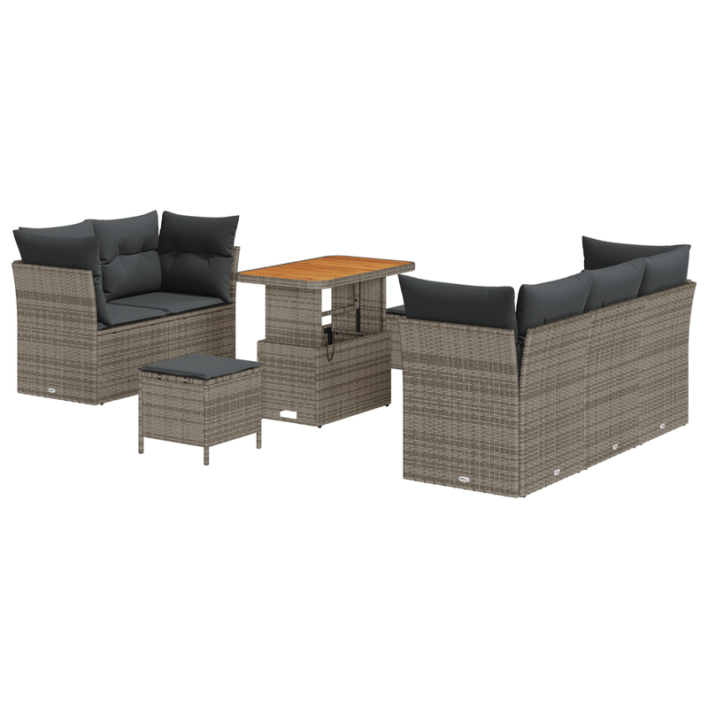 Casa si Gradina - Gradina si terasa - Mobilier exterior - Canapele si fotolii gradina - Set Sofa Gradina 8 Piese Perne Gri Ratan Polimer Acacia - Infinity.ro