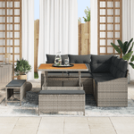 Casa si Gradina - Gradina si terasa - Mobilier exterior - Canapele si fotolii gradina - set canapea gradina 8 piese cu perne gri poli-ratan acacia - Infinity.ro