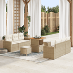 Casa si Gradina - Gradina si terasa - Mobilier exterior - Canapele si fotolii gradina - Set canapea gradina  9 piese cu perne bej din ratan polimeric de acacia - Infinity.ro