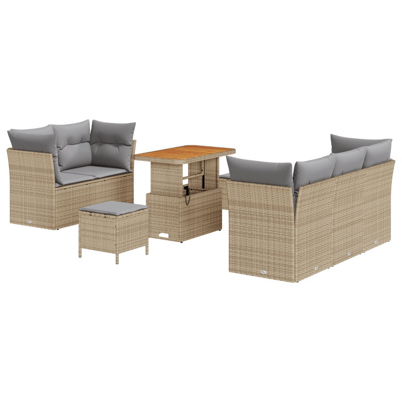Casa si Gradina - Gradina si terasa - Mobilier exterior - Canapele si fotolii gradina - Set canapea de gradina cu 8 piese si perne bej din ratan sintetic - Infinity.ro