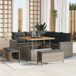 Casa si Gradina - Gradina si terasa - Mobilier exterior - Canapele si fotolii gradina - Set canapea gradina  8 piese cu perne gri poli ratan acacia - Infinity.ro