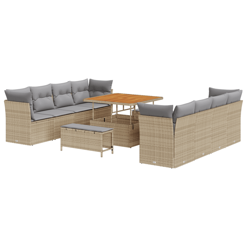 Casa si Gradina - Gradina si terasa - Mobilier exterior - Canapele si fotolii gradina - Set de sofa pentru gradina  cu perne Bej din poliratan Acacia - Infinity.ro