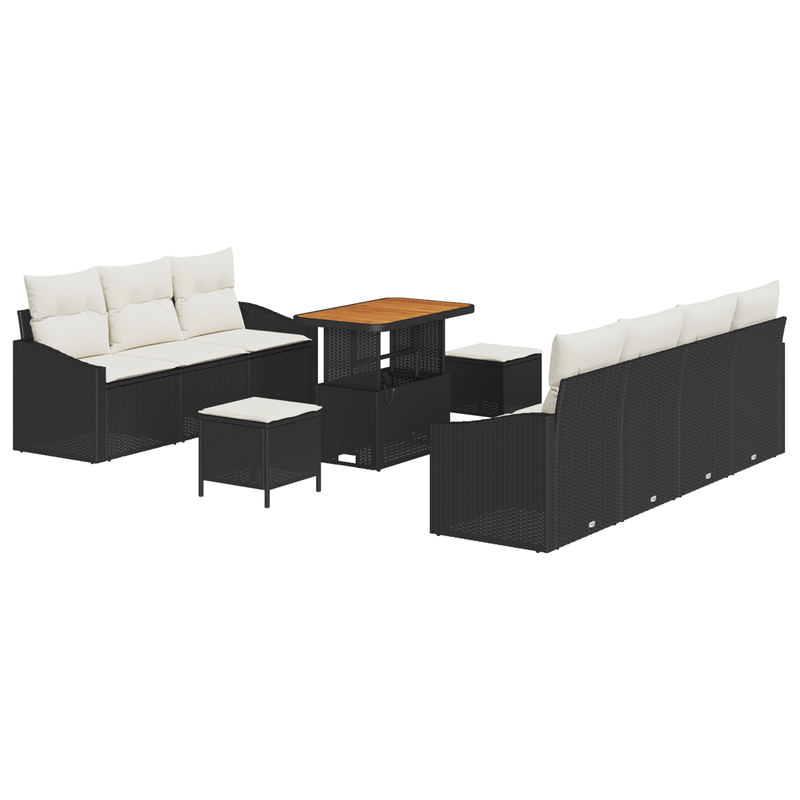 Casa si Gradina - Gradina si terasa - Mobilier exterior - Canapele si fotolii gradina - Set Canapea Gradina 10 Piese Negru Poliratan Acacia - Infinity.ro