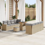 Casa si Gradina - Gradina si terasa - Mobilier exterior - Canapele si fotolii gradina - Set Canapele Gradina  11 Piese cu Perne Bej Poliratan Acacia - Infinity.ro
