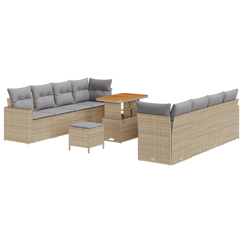 Casa si Gradina - Gradina si terasa - Mobilier exterior - Canapele si fotolii gradina - Set Canapele Gradina  11 Piese cu Perne Bej Poliratan Acacia - Infinity.ro