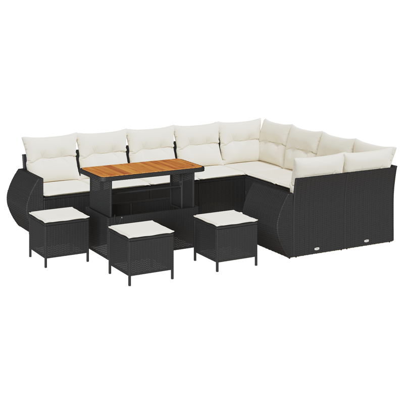 Casa si Gradina - Gradina si terasa - Mobilier exterior - Canapele si fotolii gradina - Set canapea gradina  13 piese cu perne, rattan negru, acacia - Infinity.ro