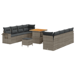 Casa si Gradina - Gradina si terasa - Mobilier exterior - Canapele si fotolii gradina - Set Canapea Gradina  11 Piese Perne Gri Poliratan Acacia - Infinity.ro