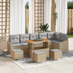 Casa si Gradina - Gradina si terasa - Mobilier exterior - Canapele si fotolii gradina - Set de Sofa de Gradina  cu 10 Piese cu Perne Bej Poliratan Acacia - Infinity.ro