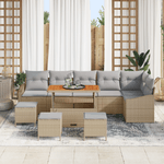 Casa si Gradina - Gradina si terasa - Mobilier exterior - Canapele si fotolii gradina - Set de Sofa de Gradina  cu 10 Piese cu Perne Bej Poliratan Acacia - Infinity.ro