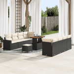 Casa si Gradina - Gradina si terasa - Mobilier exterior - Canapele si fotolii gradina - Set de Canapele Gradina 11 Piese cu Perne Negru Ratan Poli Acacia - Infinity.ro