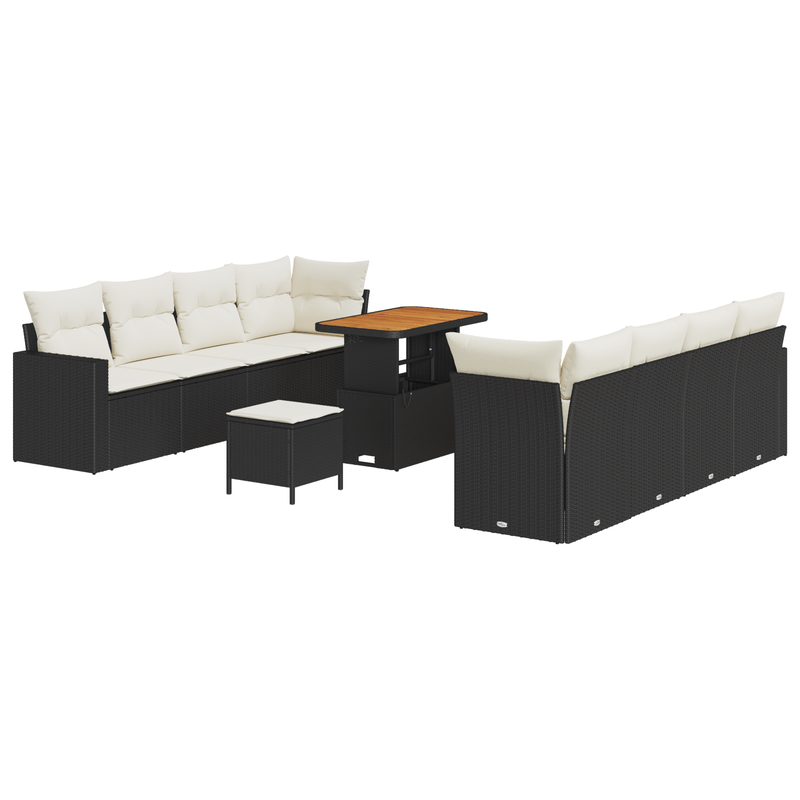 Casa si Gradina - Gradina si terasa - Mobilier exterior - Canapele si fotolii gradina - Set de Canapele Gradina 11 Piese cu Perne Negru Ratan Poli Acacia - Infinity.ro