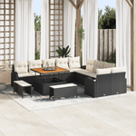 Casa si Gradina - Gradina si terasa - Mobilier exterior - Canapele si fotolii gradina - Set Canapea Gradina 13 Piese cu Perne Negru Ratan Poli Acacia - Infinity.ro
