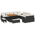 Casa si Gradina - Gradina si terasa - Mobilier exterior - Canapele si fotolii gradina - Set Canapea Gradina 13 Piese cu Perne Negru Ratan Poli Acacia - Infinity.ro