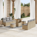 Casa si Gradina - Gradina si terasa - Mobilier exterior - Canapele si fotolii gradina - Set de canapea pentru gradina  cu 9 piese si perne bej din ratan poliester si acacia - Infinity.ro