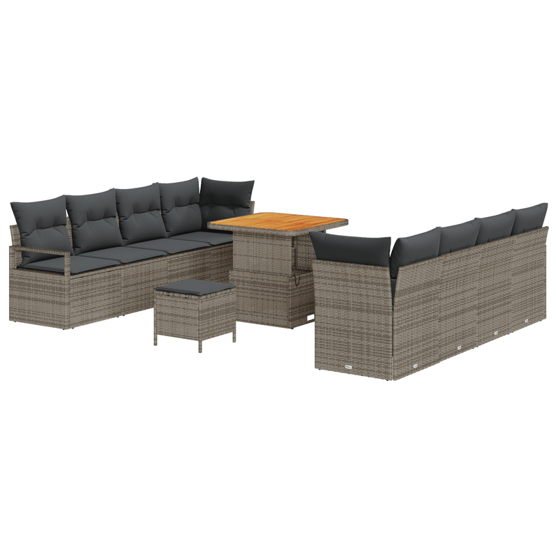 Casa si Gradina - Gradina si terasa - Mobilier exterior - Canapele si fotolii gradina - Set canapea gradina cu 11 piese cu perne gri din poliratan - Infinity.ro