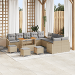 Casa si Gradina - Gradina si terasa - Mobilier exterior - Canapele si fotolii gradina - Set canapea de gradina  14 piese cu perne Bej Poliratan Acacia - Infinity.ro