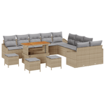 Casa si Gradina - Gradina si terasa - Mobilier exterior - Canapele si fotolii gradina - Set canapea de gradina  14 piese cu perne Bej Poliratan Acacia - Infinity.ro