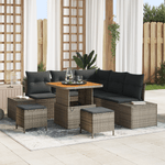 Casa si Gradina - Gradina si terasa - Mobilier exterior - Canapele si fotolii gradina - Set de soferi de gradina  8 piese cu perne gri din ratan poli acacia - Infinity.ro