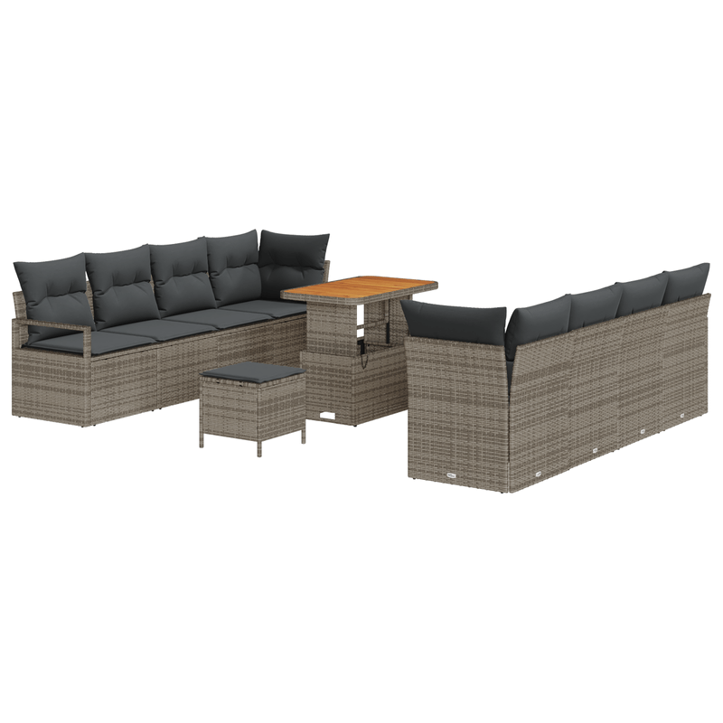 Casa si Gradina - Gradina si terasa - Mobilier exterior - Canapele si fotolii gradina - Set de Sofa de Gradina  cu 11 Piese cu Pernite Gri Poliratan Acacia - Infinity.ro