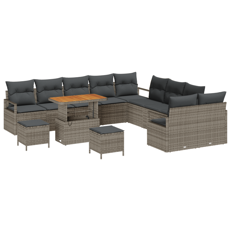 Casa si Gradina - Gradina si terasa - Mobilier exterior - Canapele si fotolii gradina - Set canapea de gradina cu 13 piese cu perne gri din ratan poliester acacia - Infinity.ro