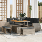 Casa si Gradina - Gradina si terasa - Mobilier exterior - Canapele si fotolii gradina - Set 8 piese canapele gradina cu perne gri ratan poli acacia - Infinity.ro