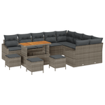 Casa si Gradina - Gradina si terasa - Mobilier exterior - Canapele si fotolii gradina - Set Canapele Gradina  cu 13 piese si perne gri din ratan poli si acacia - Infinity.ro