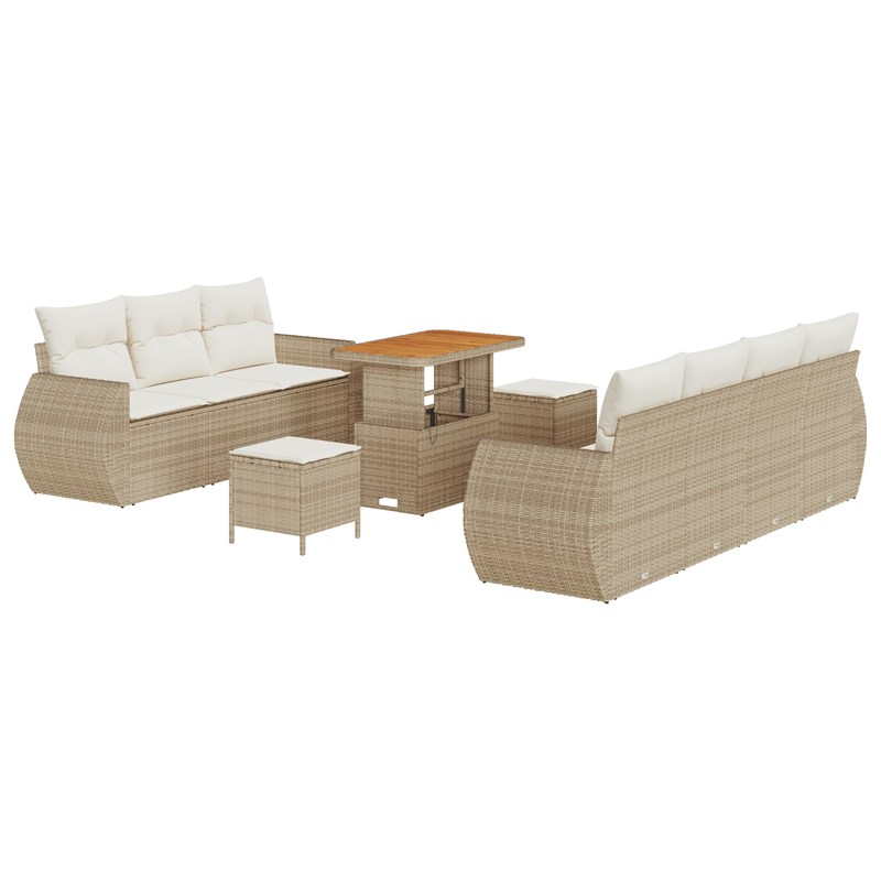 Casa si Gradina - Gradina si terasa - Mobilier exterior - Canapele si fotolii gradina - Set 10 Piese Sofa Gradina Pernite Bej din Ratan Poli Acacia - Infinity.ro