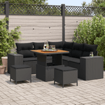Casa si Gradina - Gradina si terasa - Mobilier exterior - Canapele si fotolii gradina - Set canapele gradina  cu perne 8 piese ratan poliester negru - Infinity.ro