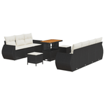 Casa si Gradina - Gradina si terasa - Mobilier exterior - Canapele si fotolii gradina - Set Canapea Gradina  10 Piese cu Perne Negre din Ratan Poli Acacia - Infinity.ro