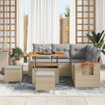 Casa si Gradina - Gradina si terasa - Mobilier exterior - Canapele si fotolii gradina - Set canapea pentru gradina  de 8 piese cu perne Bej Poliratan Acacia - Infinity.ro