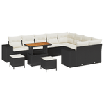 Casa si Gradina - Gradina si terasa - Mobilier exterior - Canapele si fotolii gradina - Set canapea de gradina  cu 12 piese cu perne Negru Ratan Poliratan Acacia - Infinity.ro