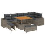 Casa si Gradina - Gradina si terasa - Mobilier exterior - Seturi mobila gradina - Set Sofa 9 Piese Gri Ratan Poliester Acacia cu Perne - Infinity.ro