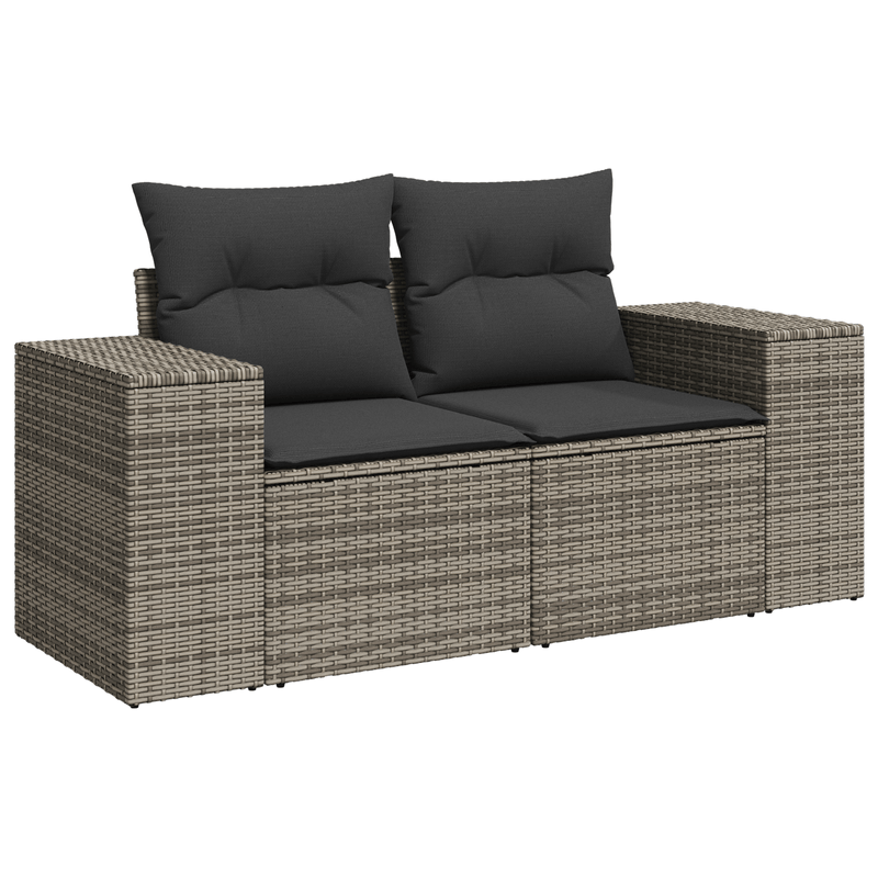 Casa si Gradina - Gradina si terasa - Mobilier exterior - Seturi mobila gradina - Set Sofa 9 Piese Gri Ratan Poliester Acacia cu Perne - Infinity.ro