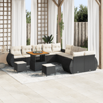 Casa si Gradina - Gradina si terasa - Mobilier exterior - Canapele si fotolii gradina - Set de canapea din 13 piese pentru gradina cu perne din poli ratan negru acacia - Infinity.ro