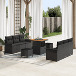 Casa si Gradina - Gradina si terasa - Mobilier exterior - Canapele si fotolii gradina - Set Canapea Gradina 9 Piese si Perne Negre din Poliratan Acacia - Infinity.ro