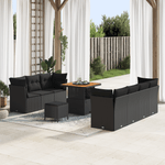 Casa si Gradina - Gradina si terasa - Mobilier exterior - Canapele si fotolii gradina - Set de canapea de gradina cu 10 piese cu perne Ratan poli negru Acacia - Infinity.ro