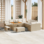 Casa si Gradina - Gradina si terasa - Mobilier exterior - Canapele si fotolii gradina - Set canapele gradina , 13 piese, cu perne, Bej, Poliratan, Acacia - Infinity.ro