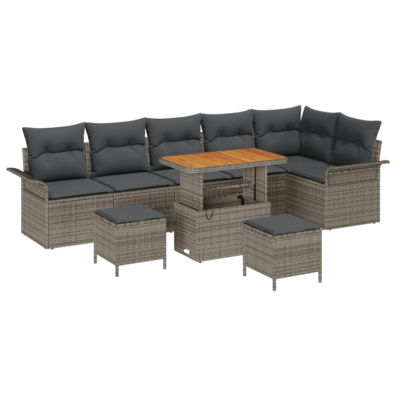 Casa si Gradina - Gradina si terasa - Mobilier exterior - Canapele si fotolii gradina - Set Canapea Gradina  cu Perne Gri din Ratan Acacia - Infinity.ro