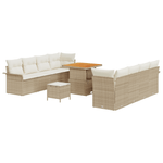 Casa si Gradina - Gradina si terasa - Mobilier exterior - Canapele si fotolii gradina - Set de Canapea de Gradina cu 11 Piese cu Perne Bej Ratan Sintetic Acacia - Infinity.ro
