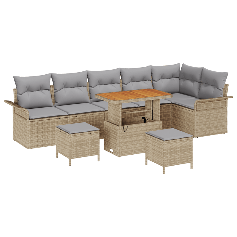 Casa si Gradina - Gradina si terasa - Mobilier exterior - Canapele si fotolii gradina - Set de canapea pentru gradina  cu 9 piese si perne bej din poliratan - Infinity.ro
