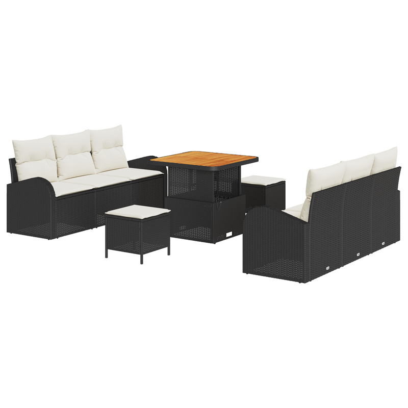 Casa si Gradina - Gradina si terasa - Mobilier exterior - Canapele si fotolii gradina - Set canapele gradina  cu perne Negru Ratan Poli Acacia - Infinity.ro