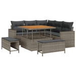 Casa si Gradina - Gradina si terasa - Mobilier exterior - Canapele si fotolii gradina - Set de sofa de gradina  cu 8 piese si perne gri din poliratan acacia - Infinity.ro